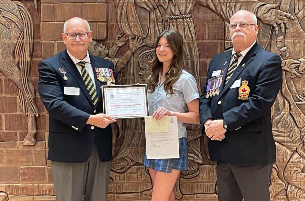 Bella Cope wins local Royal Canadian Legion Poetry Contest Lasalle